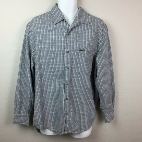 Guess Jeans Mens Long-Sleeve Plaid Button-Up Gray Cotton Size Medium - Picture 2 of 8
